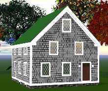 3D model of exterior of house (small high post cape)