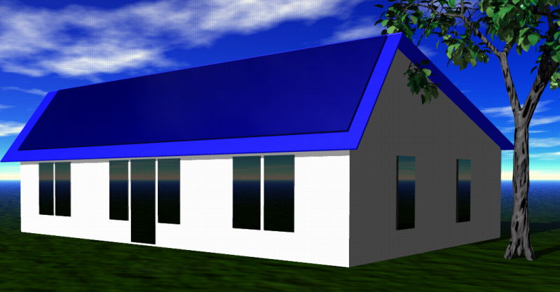 Small single level house with a steep front roof.