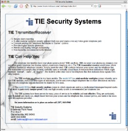 TIE Security Front Page